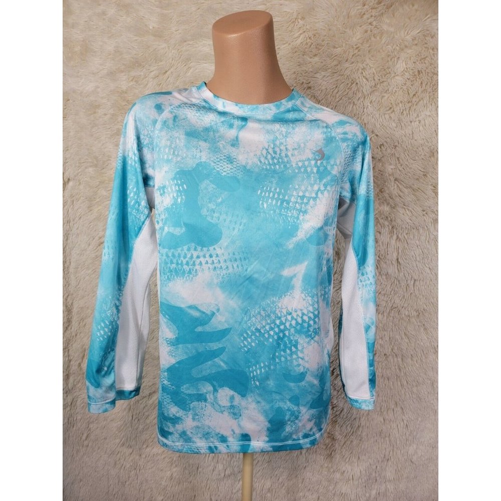 2 Reel Legends Big Boy's Size L Keep-It-Cool Long Sleeve Shirt Turquoise & Gray